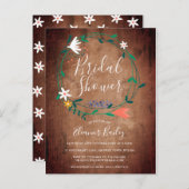 Landelijke Houten Bloemenguirlande Bruidsmeisjesfe Aankondigingskaart (Voorkant / Achterkant)