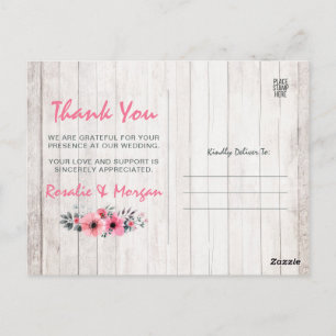 Landelijke Houten Bloemige Landelijke Trouw Dank F Briefkaart
