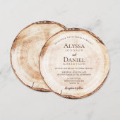 Landelijke houten boomstam met namen voor de bruil kaart (Voorkant / Achterkant)