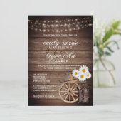 Landelijke houten loop bruiloft met Daisy Flowers Kaart (Staand voorkant)