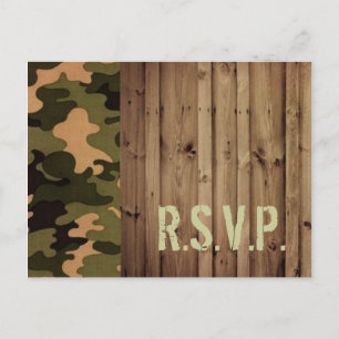 landelijke houten western country Camo Trouw-rsvp Uitnodiging Briefkaart