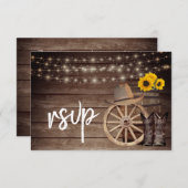 Landelijke houtsloop met zonnebloemen - RSVP (Voorkant / Achterkant)