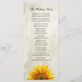 Landelijke huwelijksprogramma. Zonnebloem ceremoni Programma (Achterkant)