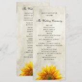 Landelijke huwelijksprogramma. Zonnebloem ceremoni Programma (Voorkant / Achterkant)