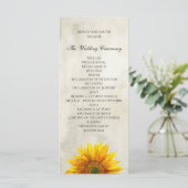 Landelijke huwelijksprogramma. Zonnebloem ceremoni Programma (Staand voorkant)