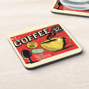 Landelijke illustraties vintage achtergrond Koffie Bier Onderzetter