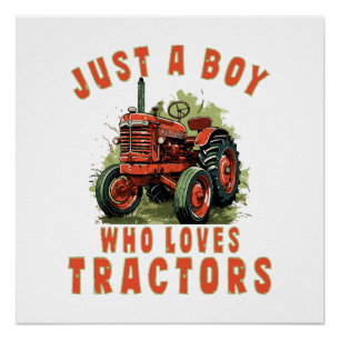 Landelijke jongen die van tractoren houdt perfect poster