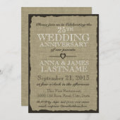 Landelijke jubileum bruiloft met jute kaart (Voorkant / Achterkant)