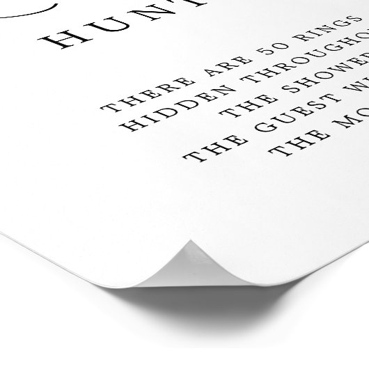 Landelijke kalligrafie ring zoek bruidsdouche spel poster (Hoek)