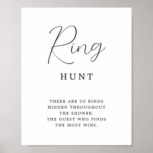 Landelijke kalligrafie ring zoek bruidsdouche spel poster (Voorkant)