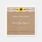 Landelijke Kant, Zonnebloemen, Jute Bruiloft Custo Servet (Voorkant)