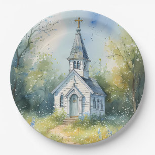 Landelijke Kerkpad in Bloemenweide Papieren Bordje