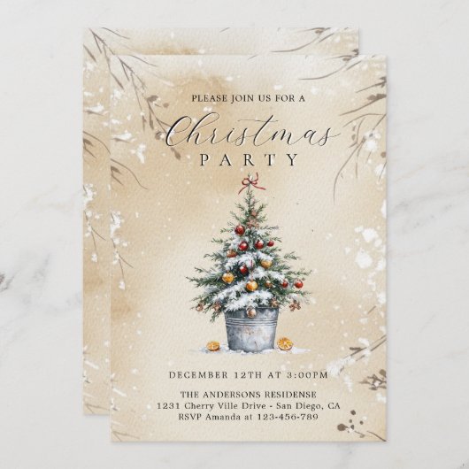 Landelijke Kerstfeest Uitnodiging (Voorkant / Achterkant)