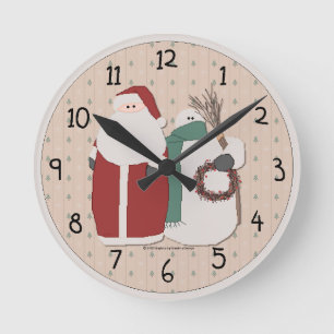 Landelijke kerstmuur ronde klok