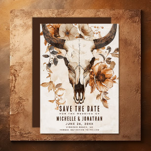 Landelijke Koeienschedel Bloemige Boho Westerse Br Save The Date