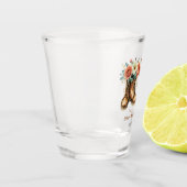 Landelijke laarzen en bruisende western bruidsfees shot glas (Links)