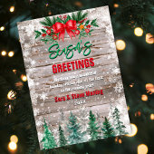 Landelijke land rode strik Kerstmis Feestdagenkaart