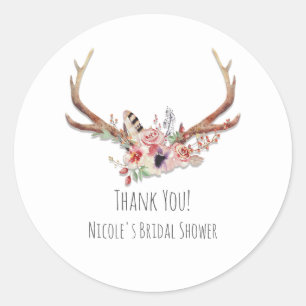 Landelijke Landelijke Glam Bloemen & Geweien Boho Ronde Sticker
