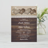 Landelijke landelijke vintage jute en kant bruilof kaart (Staand voorkant)