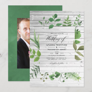 Landelijke landhuis groene wedding foto kaart