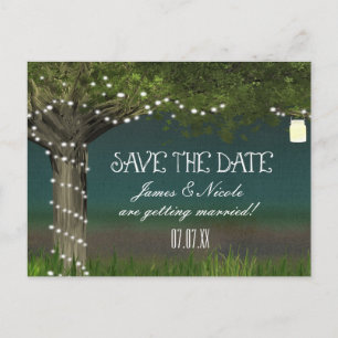 Landelijke landkaart boom en lichten save date ans aankondigingskaart
