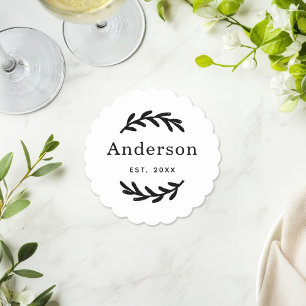 Landelijke laurier tak krans Witte Trouw Kartonnen Onderzetters