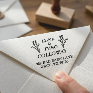 Landelijke Lavendel Huwelijk Retouradres Rubberstempel
