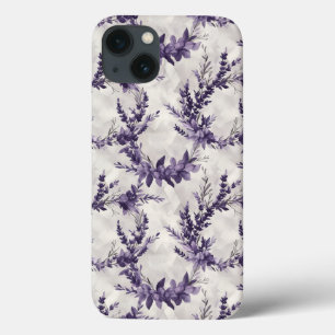 Landelijke lavendelkrans watercolor stijl patroon iPhone 13 hoesje