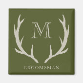 Landelijke legergroene gewei aangepaste bruidsjonk magneet (Voorkant)