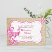Landelijke lente bloemige kinderwagen baby shower  kaart (Staand voorkant)