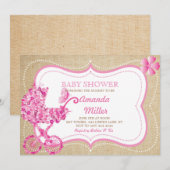 Landelijke lente bloemige kinderwagen baby shower  kaart (Voorkant / Achterkant)