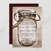 Landelijke Mason Jar Rustic Wedding Invitations Kaart (Voorkant / Achterkant)