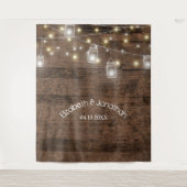 Landelijke Mason Potten & Lichtjes Trouwfoto Achte Wandkleed (Voorkant)