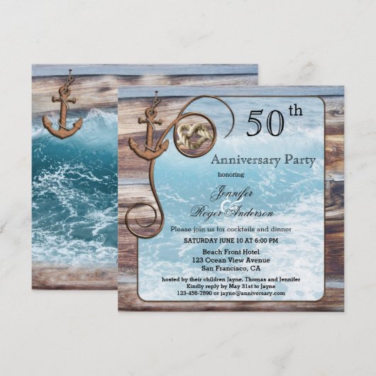 Landelijke Nautilus Huwelijksjubileum Uitnodiging (Voorkant / Achterkant)