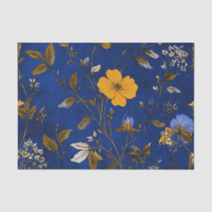 Landelijke Navy Blauwe Krachtige Vintage Boho Bloe Tissuepapier