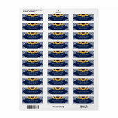 Landelijke Navy Blauwe Zonnebloem Retouradreslabel Etiket (Full Sheet)