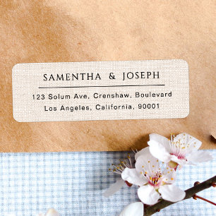 Landelijke nepburlap-typografie retouradres etiket