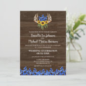 Landelijke Oostenrijkse Floral Antlers Weddenschap Kaart (Staand voorkant)