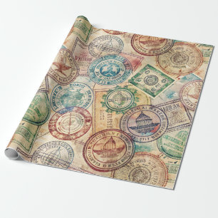 Landelijke Paspoortstempel Reispatroon (1) Cadeaupapier