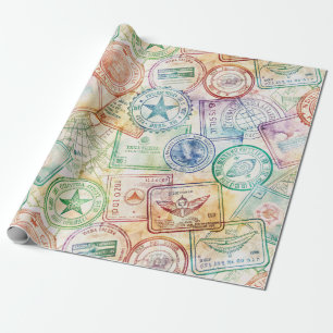Landelijke Paspoortstempel Reispatroon (3) Cadeaupapier