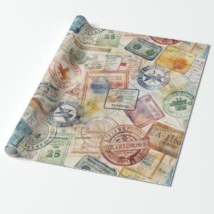 Landelijke Paspoortstempel Reispatroon (6) Cadeaupapier