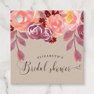 landelijke pioenrozen elegante schrift bruidsdouch bedankjes labels