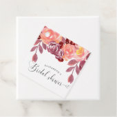 landelijke pioenrozen elegante script bruidsdouche bedankjes labels (In situ)