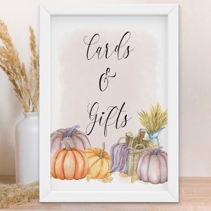 Landelijke pompoen blos herfst kaarten en cadeaus poster