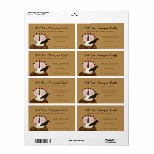 Landelijke primitieve landelijke primitieve pop en etiket (Full Sheet)