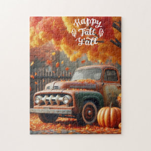 Landelijke/retro herfst vrachtwagen legpuzzel