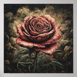 Landelijke roos bloem retro kunst entree decor poster
