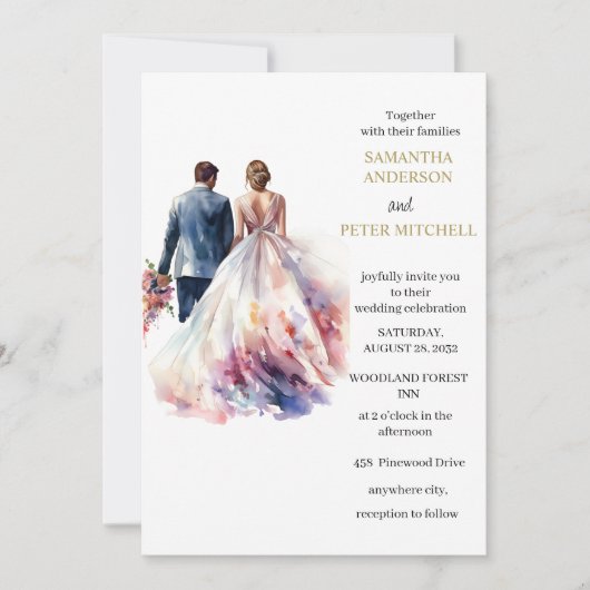 Landelijke Roos Boho Bloemige trouwthema uitnodigi Kaart (Voorkant)