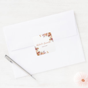 Landelijke Roos en Chrysanthemum Herfst Bruiloft Vierkante Sticker