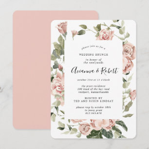 Landelijke roze bloemige post-huwelijksbrunch uitn kaart
